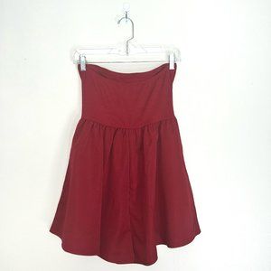 Solid Backless Tube Romper- S (Red)